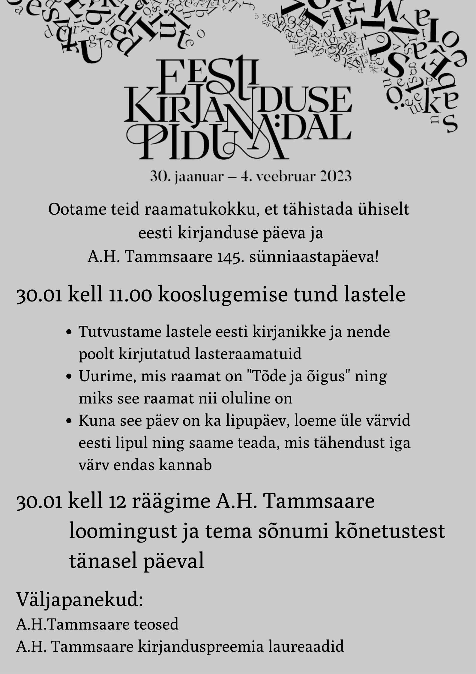 Eesti kirjanduse päev plakat Facebook Post Landscape Plakat vertikaalpaigutusega 42 594 cm